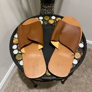 Genuine Handmade Men's  Sandals Brown Size 8
